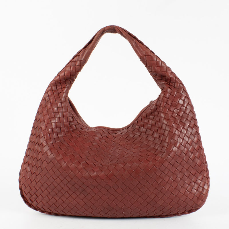 Authentic pre-loved Bottega Veneta Red Small Veneta Hobo Bag on Labellov.com