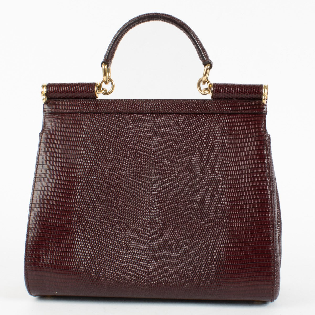 Authentic pre-loved Dolce & Gabbana Burgundy Lizard Embossed Medium Sicily Bag on Labellov.com