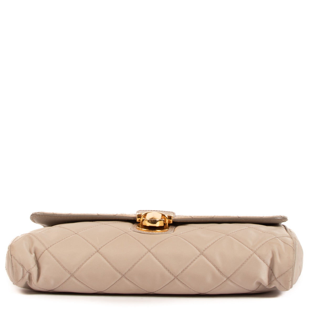 Sac bandoulière Prada en nylon matelassé taupe avec chaîne