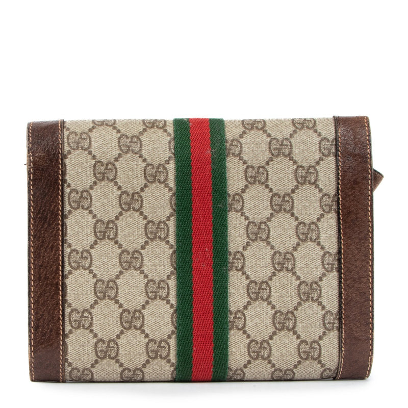 Gucci GG Supreme Canvas Web Vintage Clutch