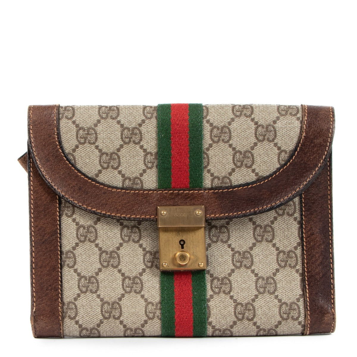 Gucci GG Supreme Canvas Web Vintage Clutch