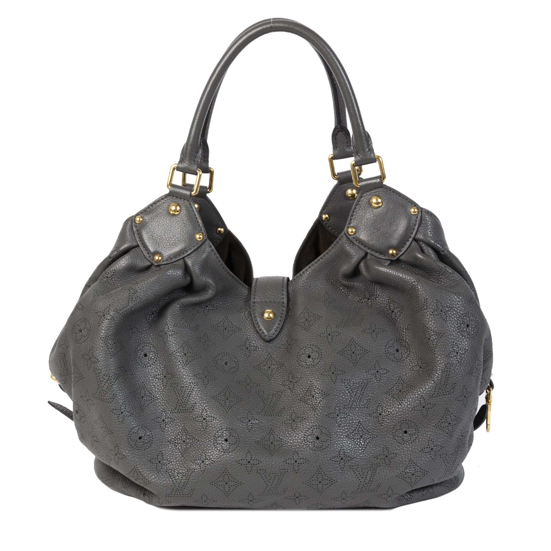 Authentieke tweedehands vintage Louis Vuitton Grey Mahina Shoulder Bag shop online webshop LabelLOV