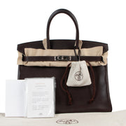 Hermès Birkin 35 Ebene Veau Evergrain Doublure Chevre PHW for the best price at Labellov secondhand luxury in Antwerp