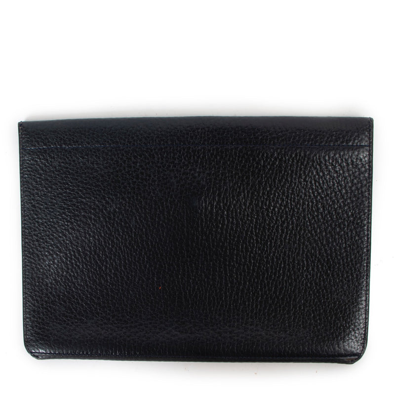 Buy an authentic second hand Delvaux Navy Blue Leather Envelop Clutch in very good condition at Labellov