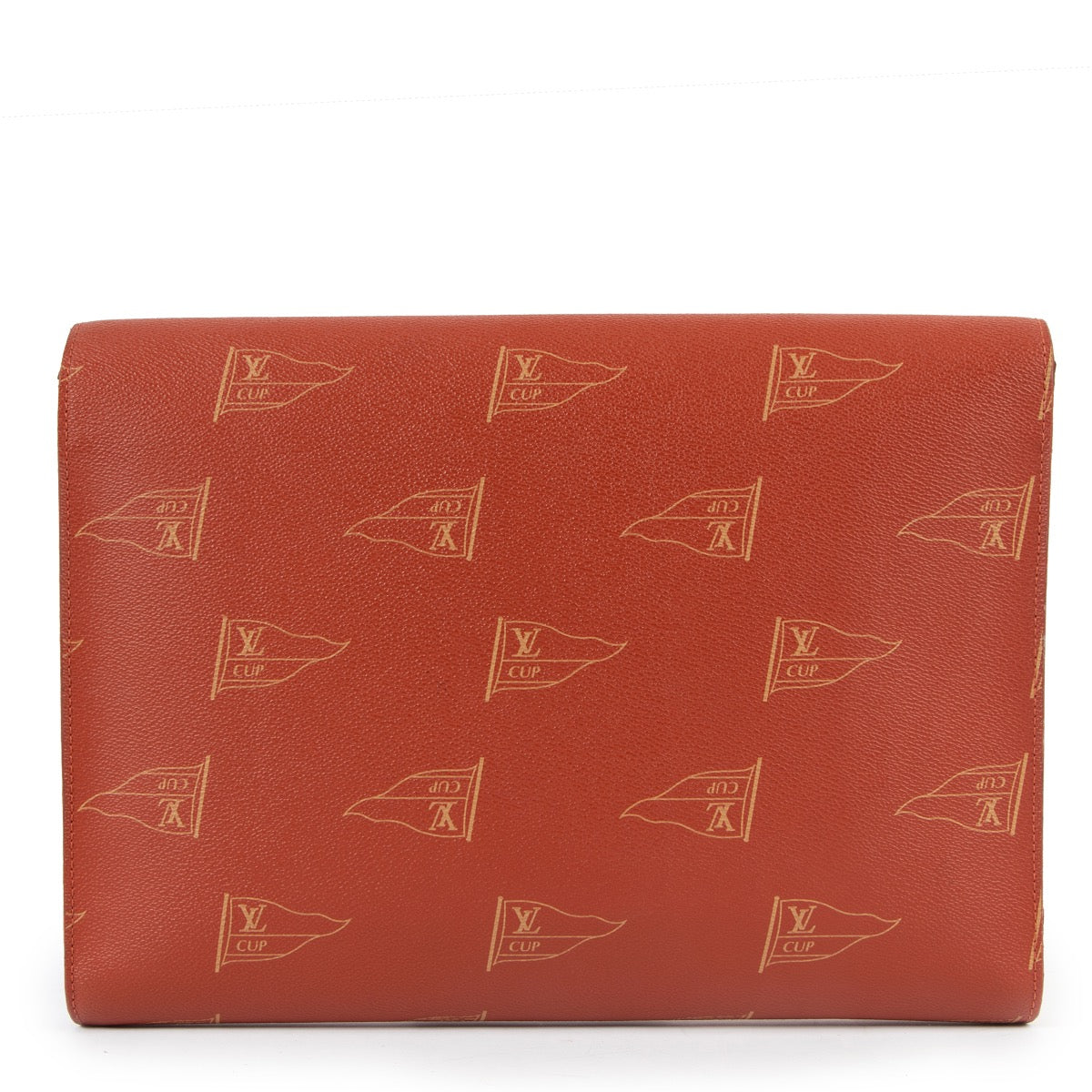 Shop safe online at Labellov in Antwerp this 100% authentic second hand Louis Vuitton Orange Canvas America's Cup Clutch