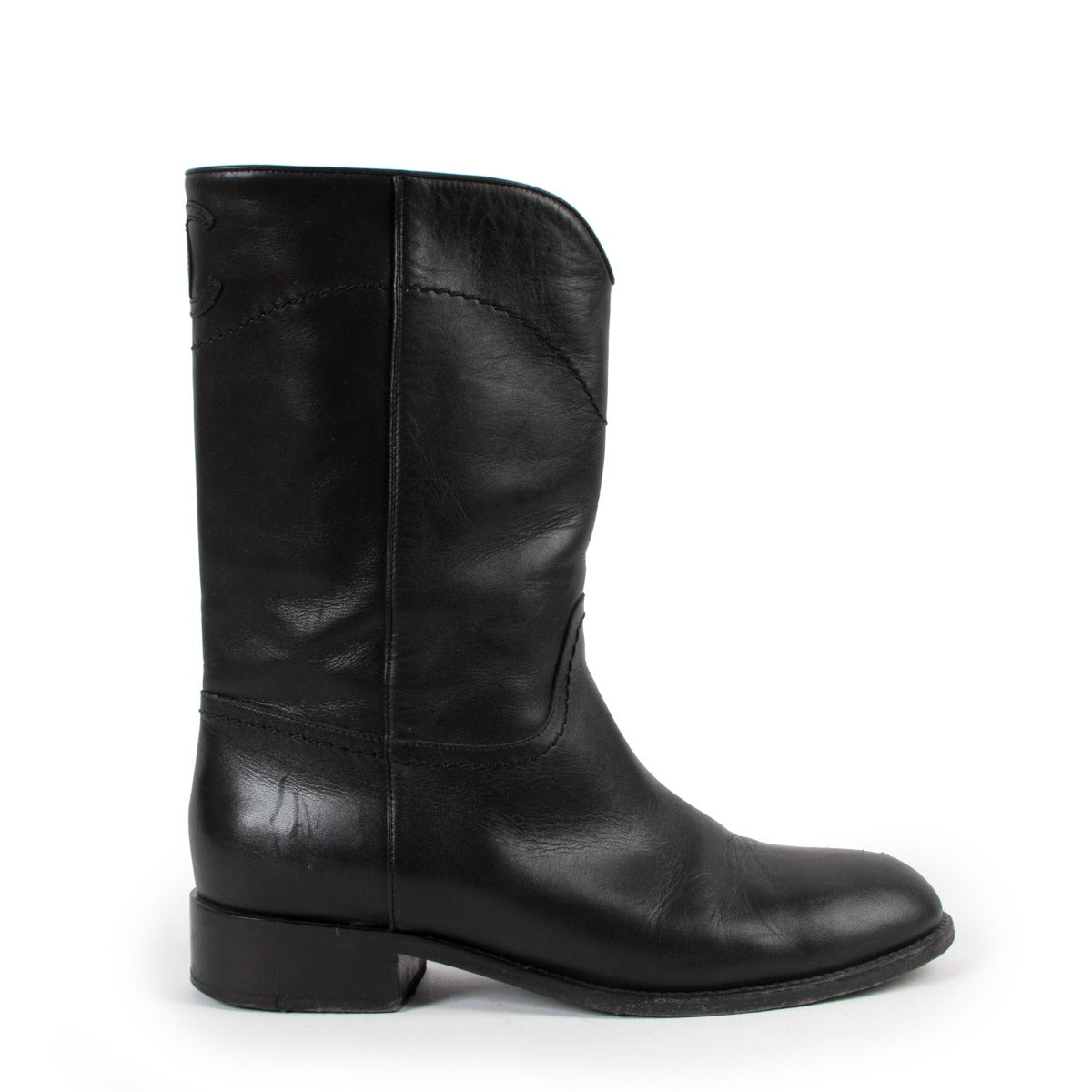 Chanel Black Ascot Short Leather Boots