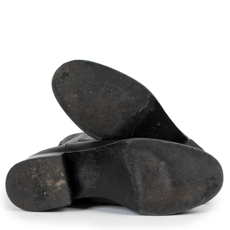 Chanel Black Ascot Short Leather Boots