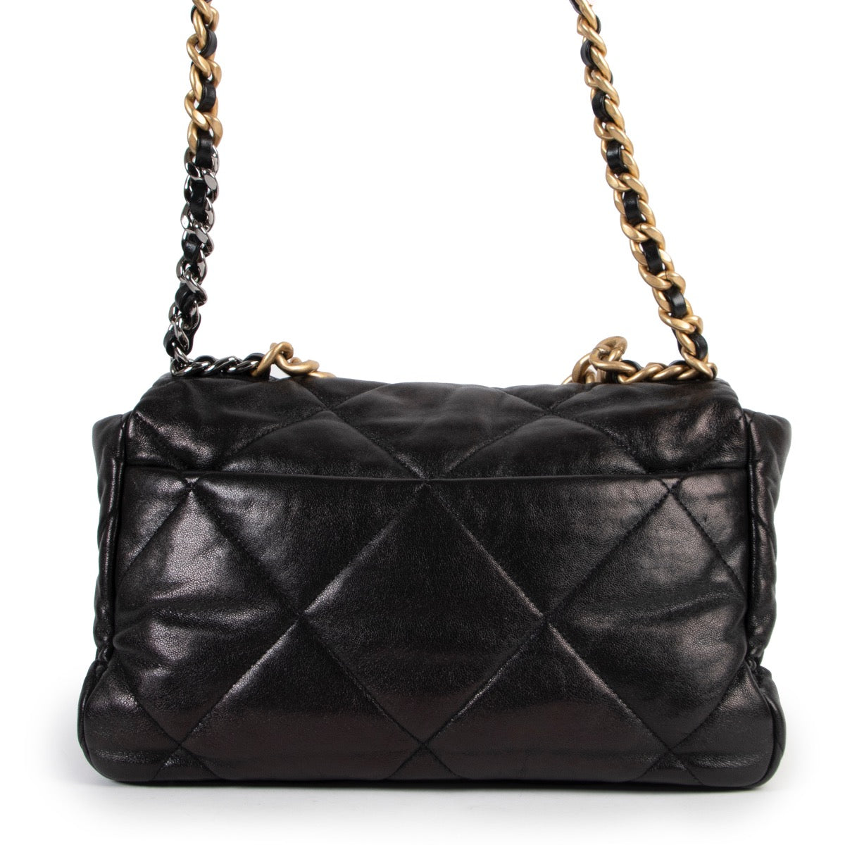acheter en ligne seconde main Chanel 19 Large Black Goatskin Flap Handbag