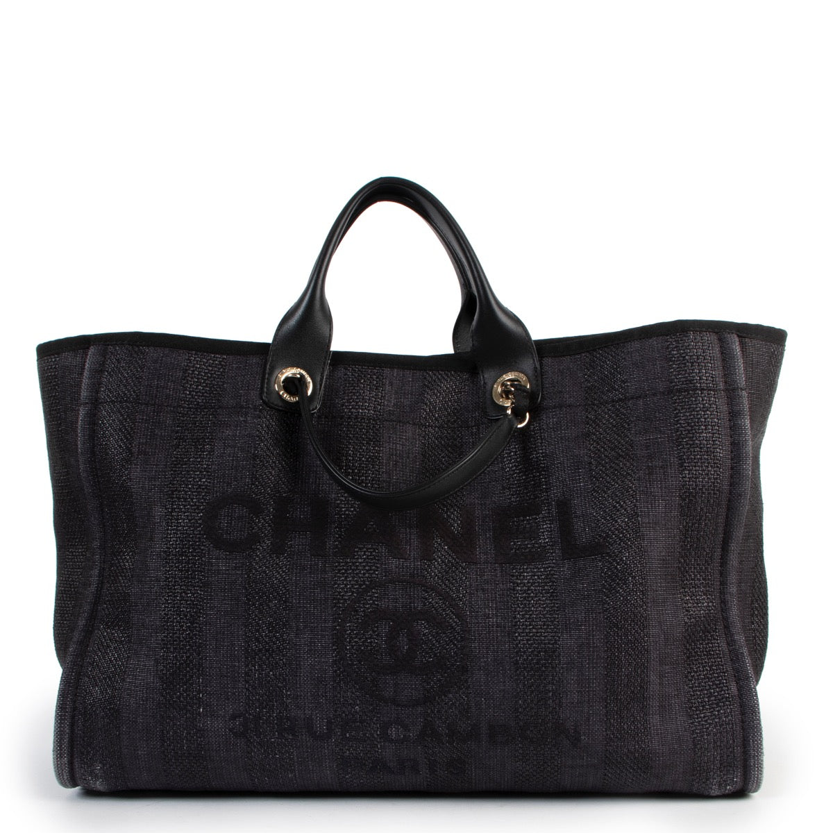 Chanel Deauville Black Mixed Fibers Large Shopping Bag
