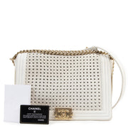Chanel Large White Braided Boy Flap Bag
