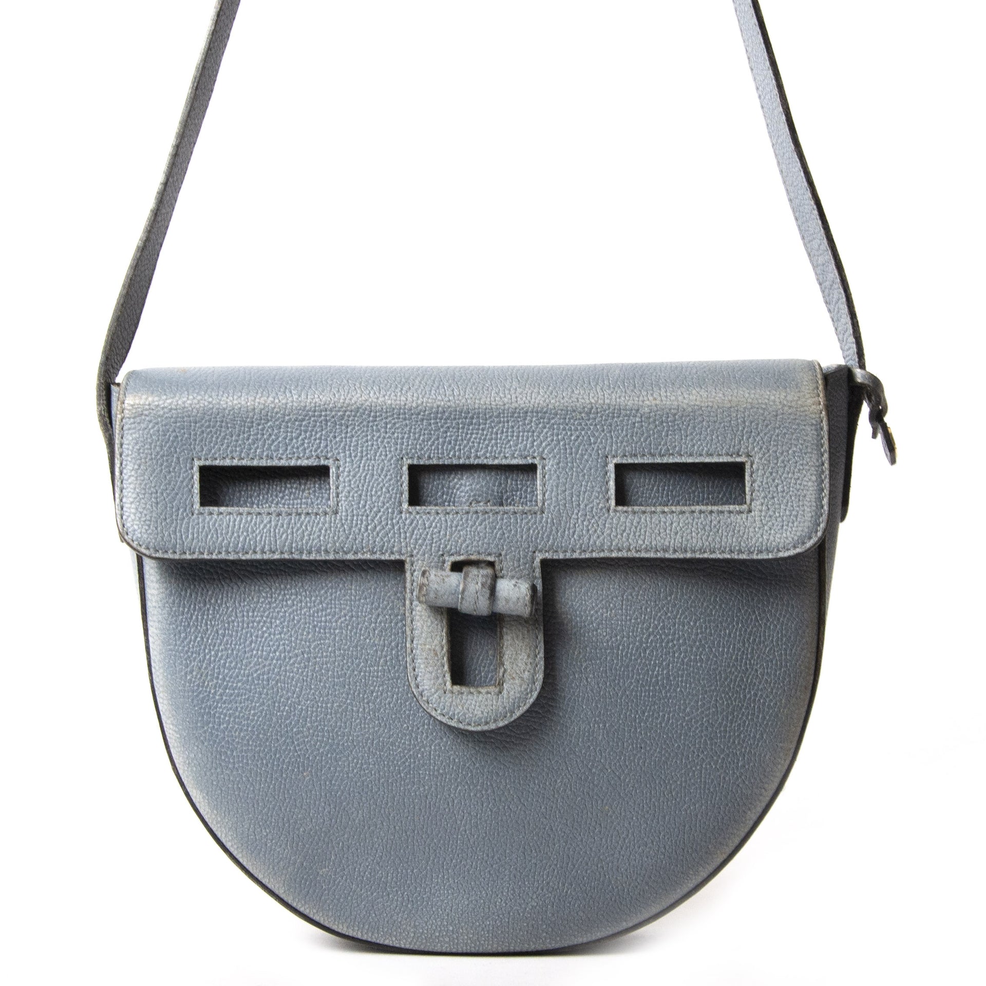 Delvaux Blue Cut Out Leather Shoulder Bag