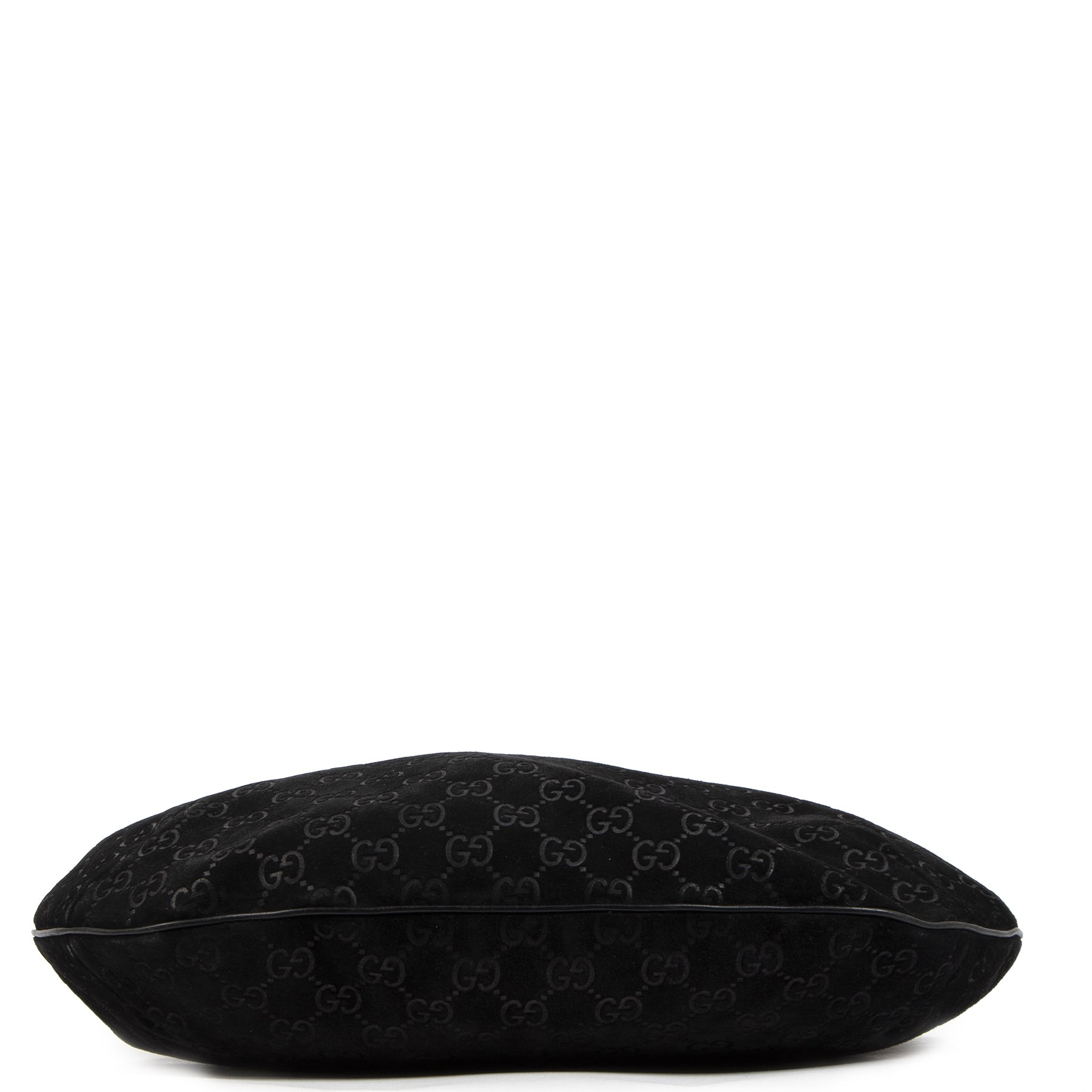 Authentic second-hand vintage Gucci Black Monogram Suede Hobo Bag buy online webshop LabelLOV