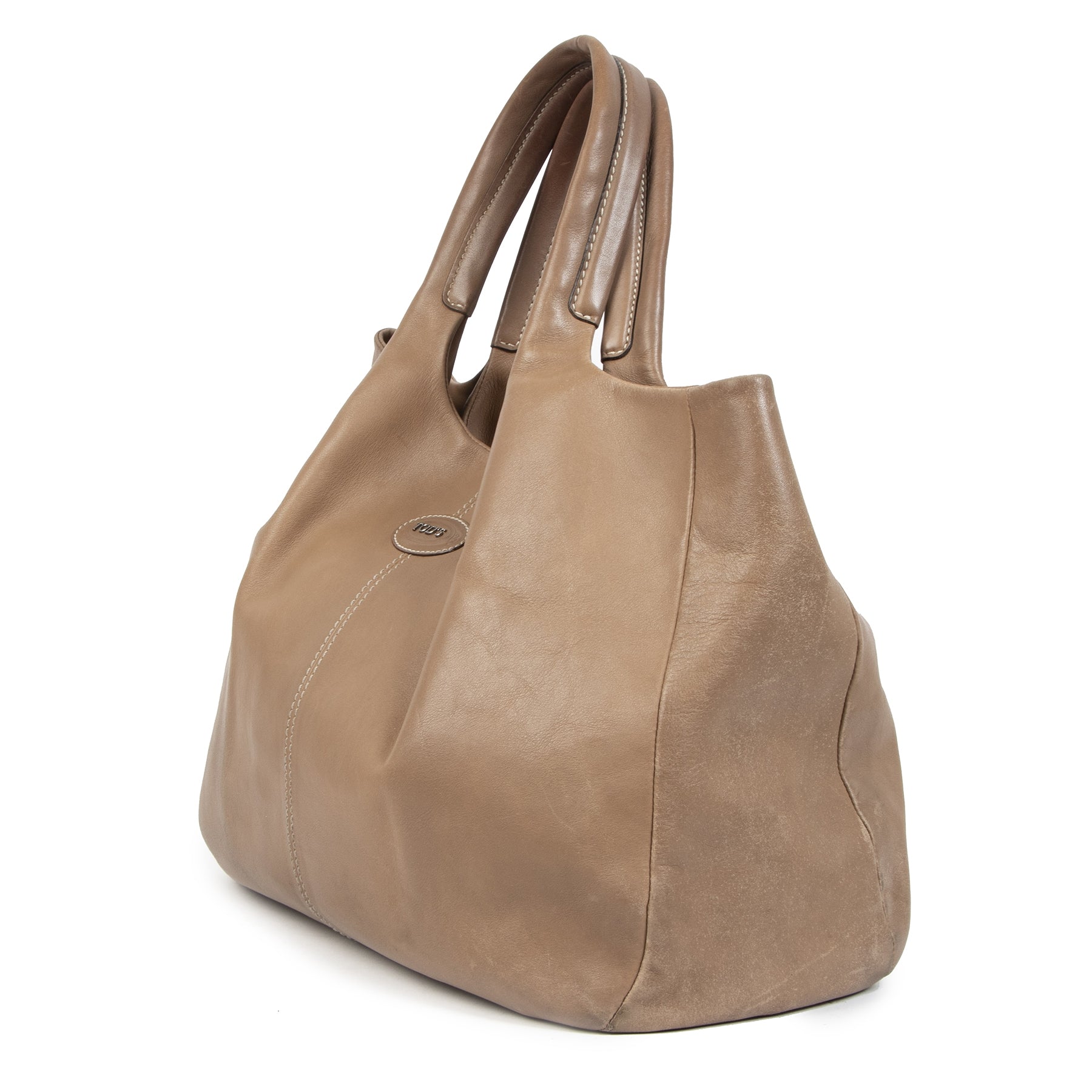 Authentic second-hand vintage Tods Taupe 24H Shopping Tote Bag buy online webshop LabelLOV