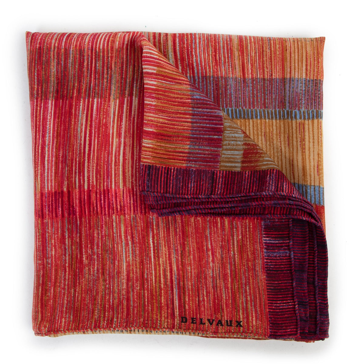 Shop safe online at Labellov in Antwerp this 100% authentic second hand Delvaux Multicolor Striped Scarf
