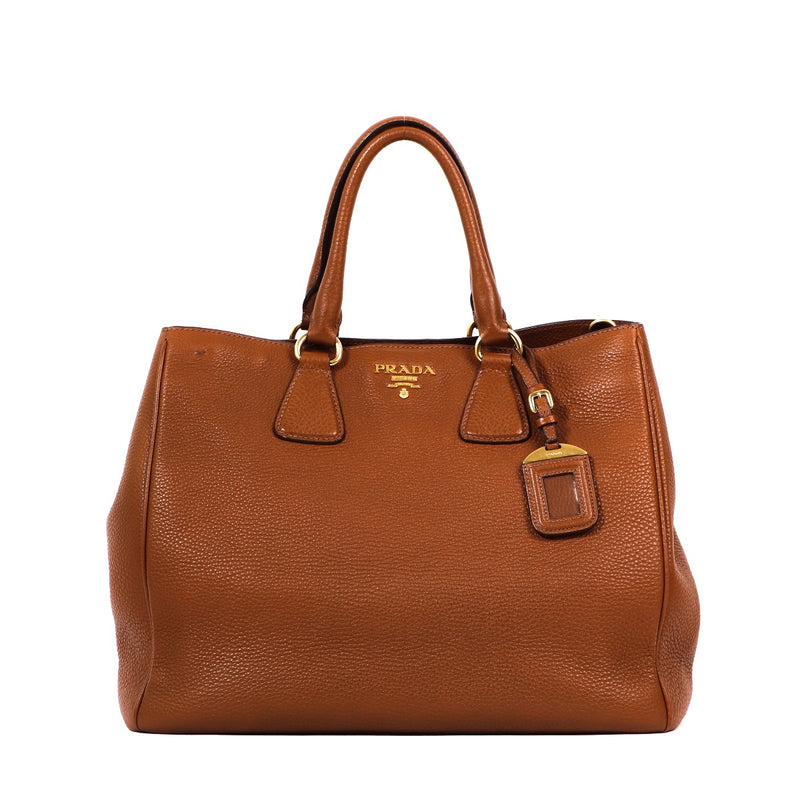 Buy an authentic second hand Prada Camel Leather Galleria Medium Top Handle bag in very good condition at Labellov Antwerp.