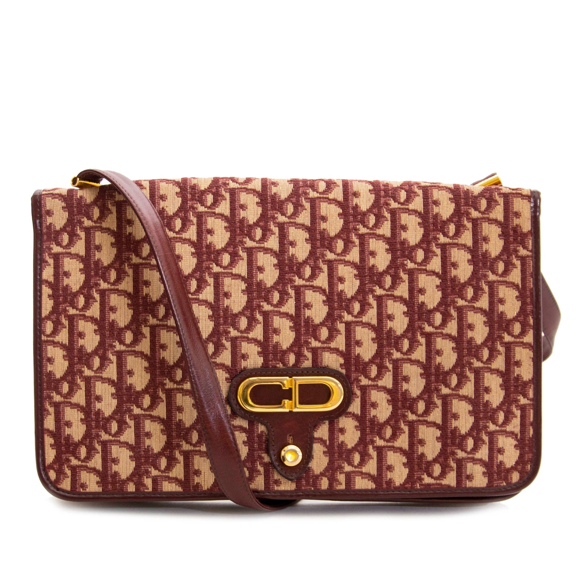 Dior Monogram Burgundy Crossbody Bag