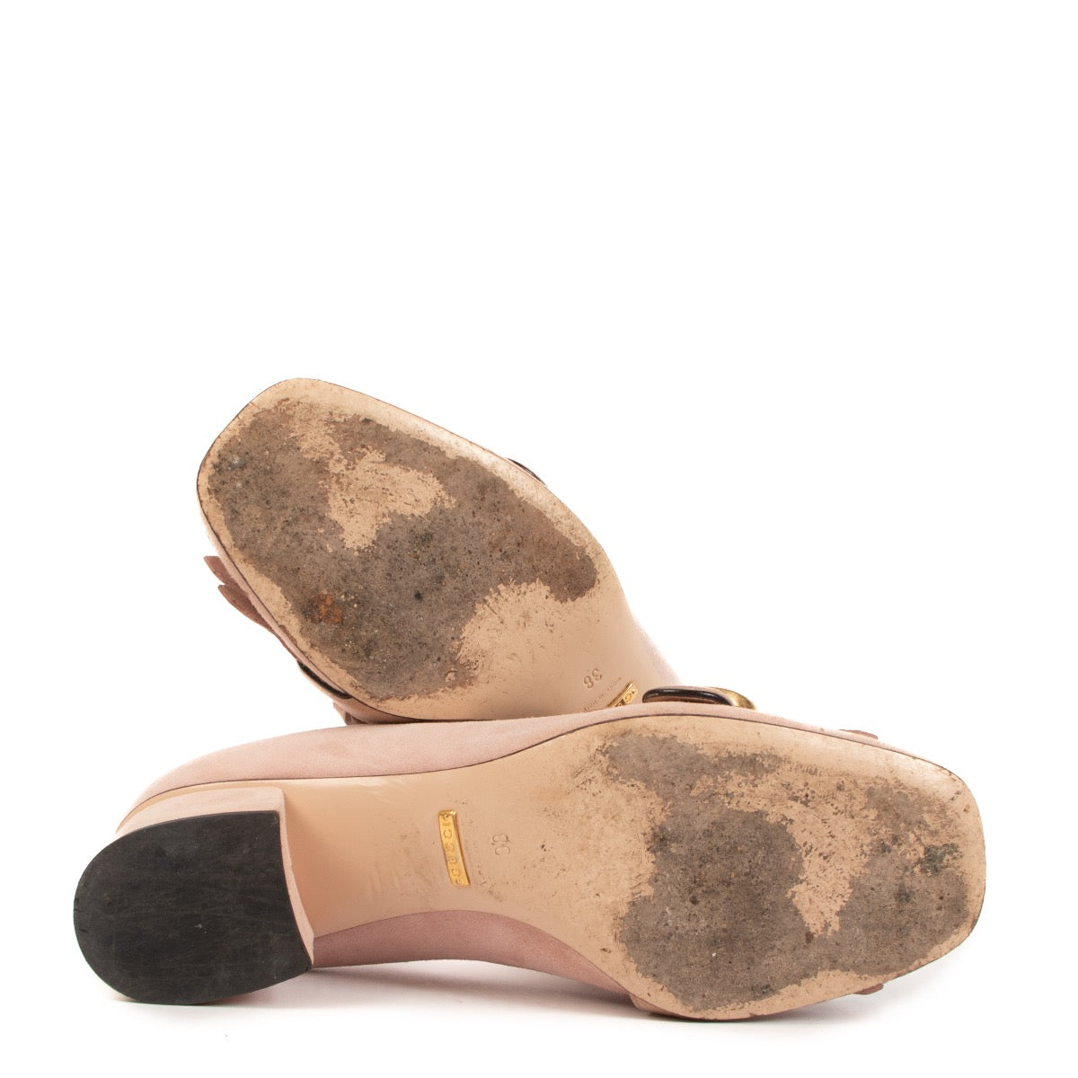 Shop 100% authentic Gucci Pink Suède GG Marmont Pumps - Size 38 on Labellov.com