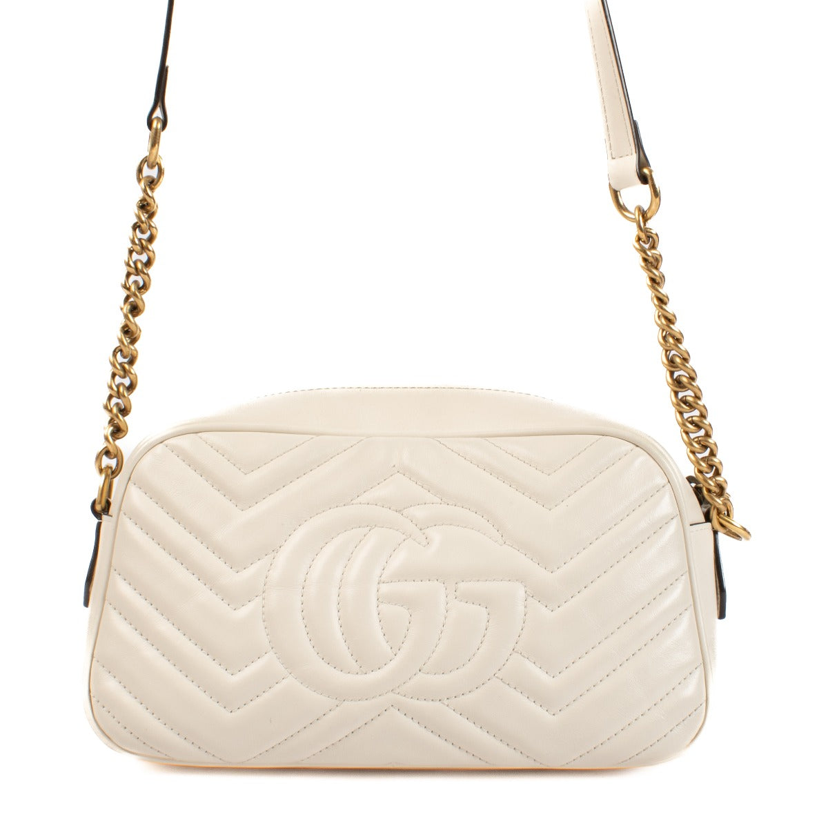 Gucci Cream Leather GG Marmont Small Camera Bag