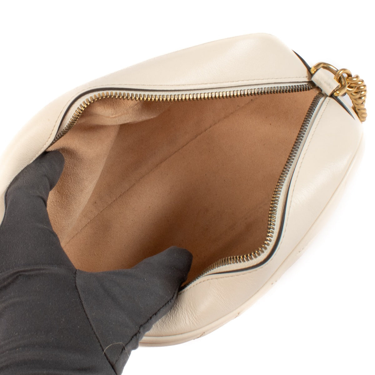 Gucci Cream Leather GG Marmont Small Camera Bag