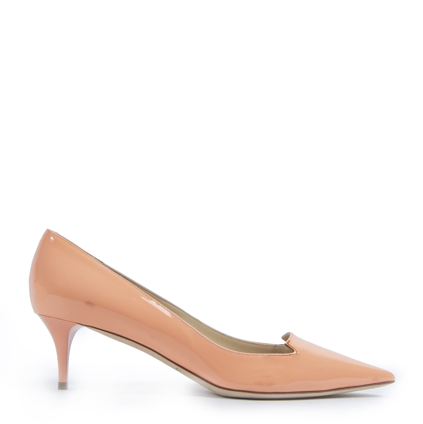 Authentic secondhand Jimmy Choo Salmon Patent Leather Pumps - Size 38 designer shoes luxury vintage webshop fashion safe secure online shopping