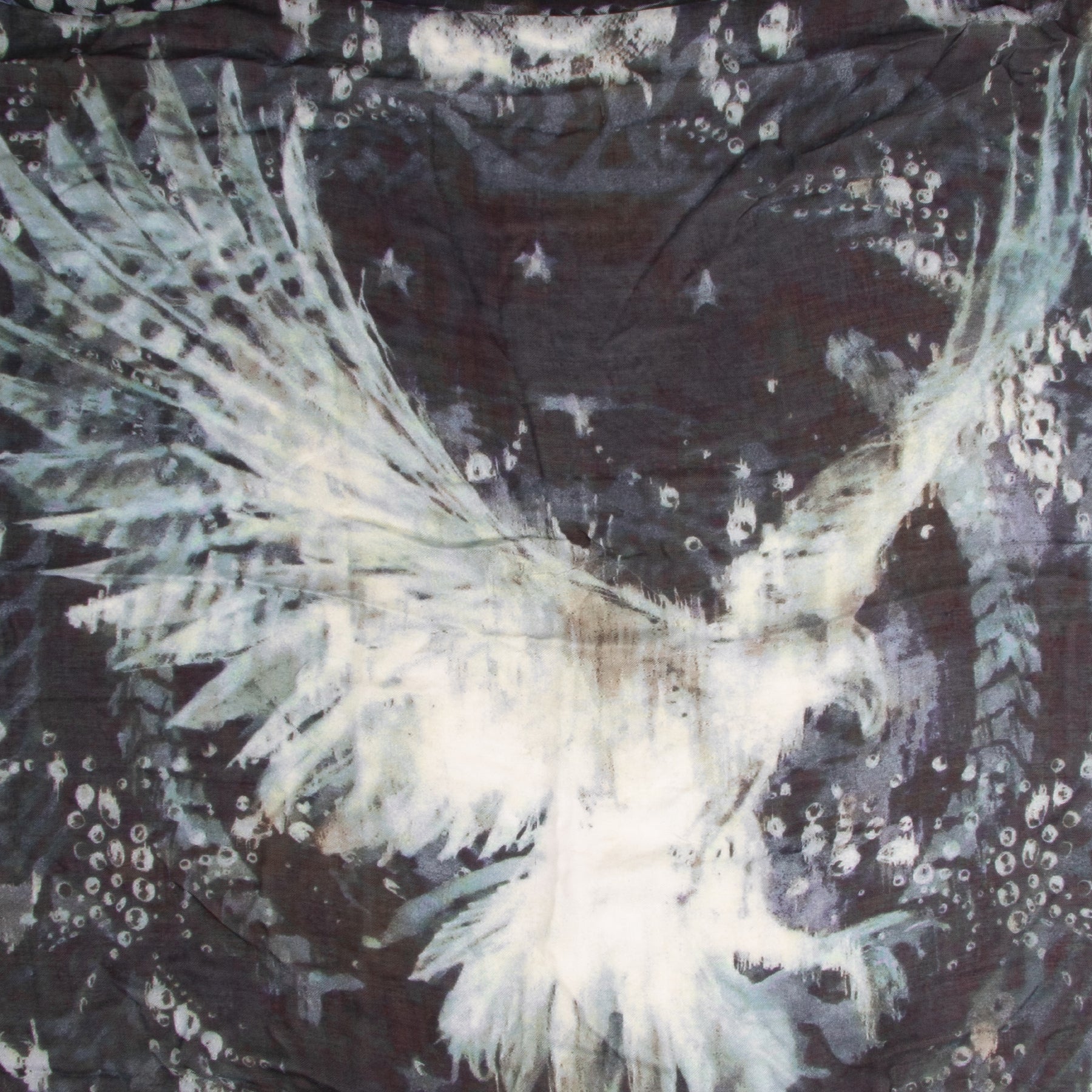 Balmain Black Eagle Print Cashmere Blend Scarf