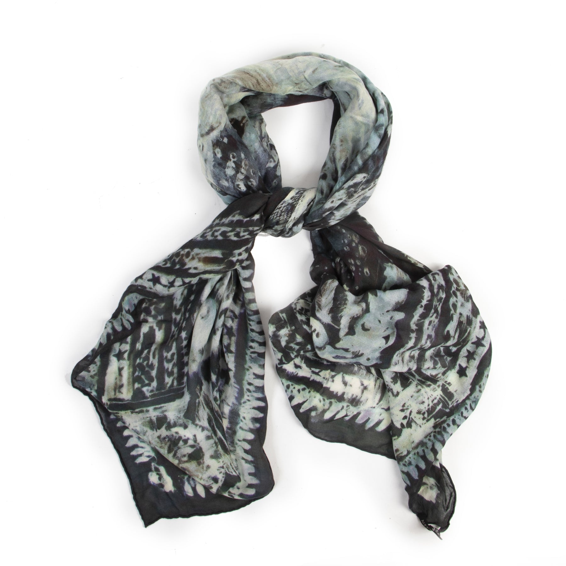 Balmain Black Eagle Print Cashmere Blend Scarf