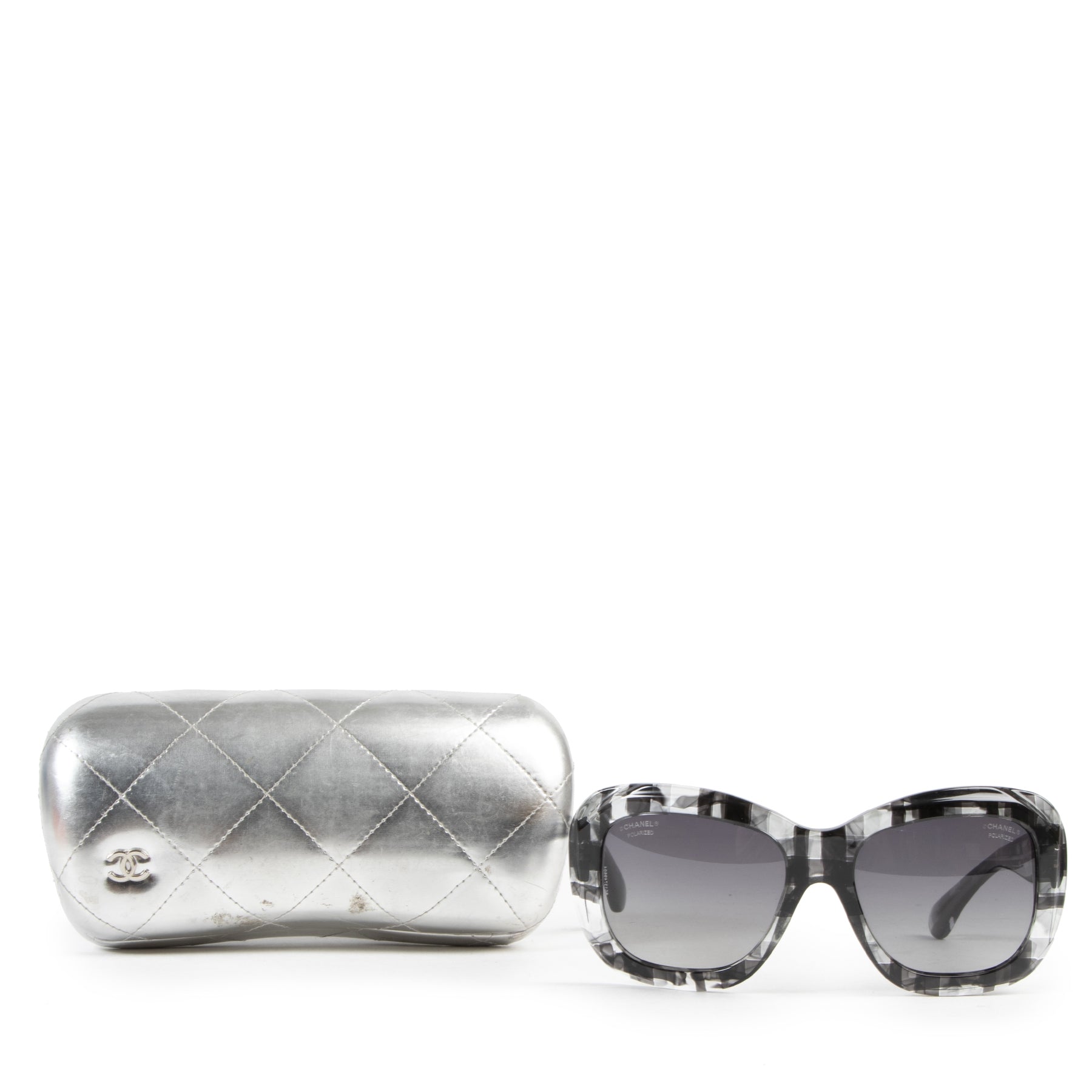 Authentic secondhand Chanel Grey Gradient Sunglasses designer accessories fashion luxury vintage webshop safe secure online shopping