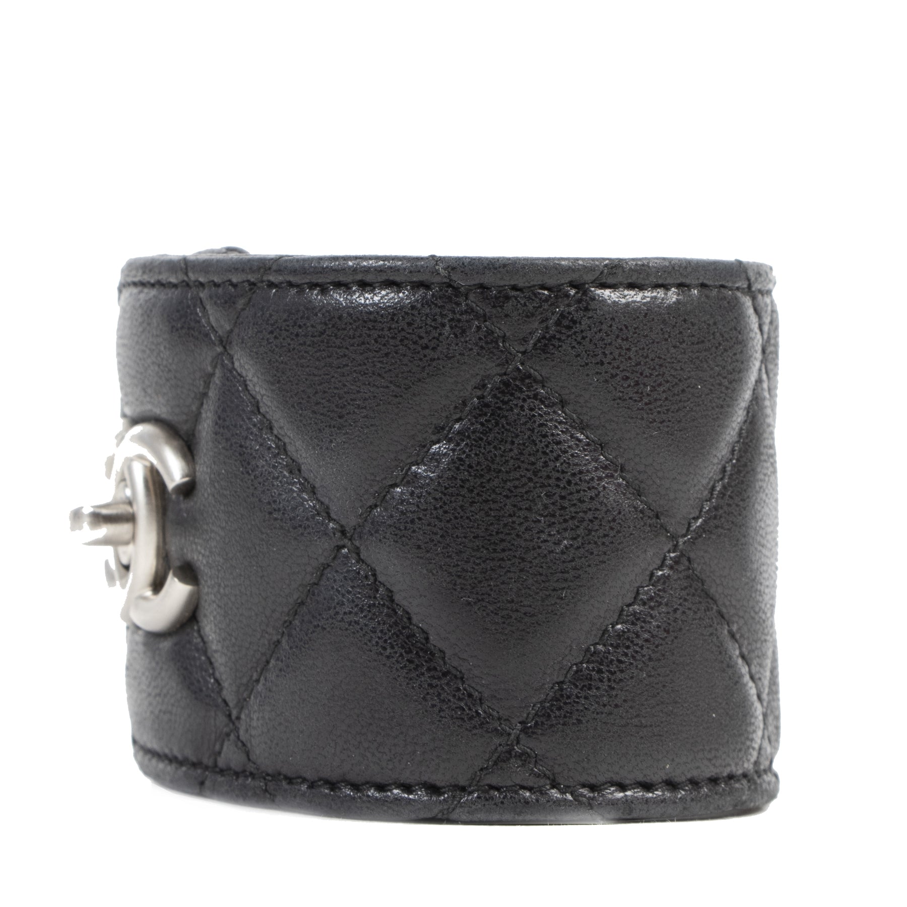 Authentic secondhand Chanel Black Leather CC Turnlock Bracelet designer accessories fashion luxury vintage webshop safe secure online shopping