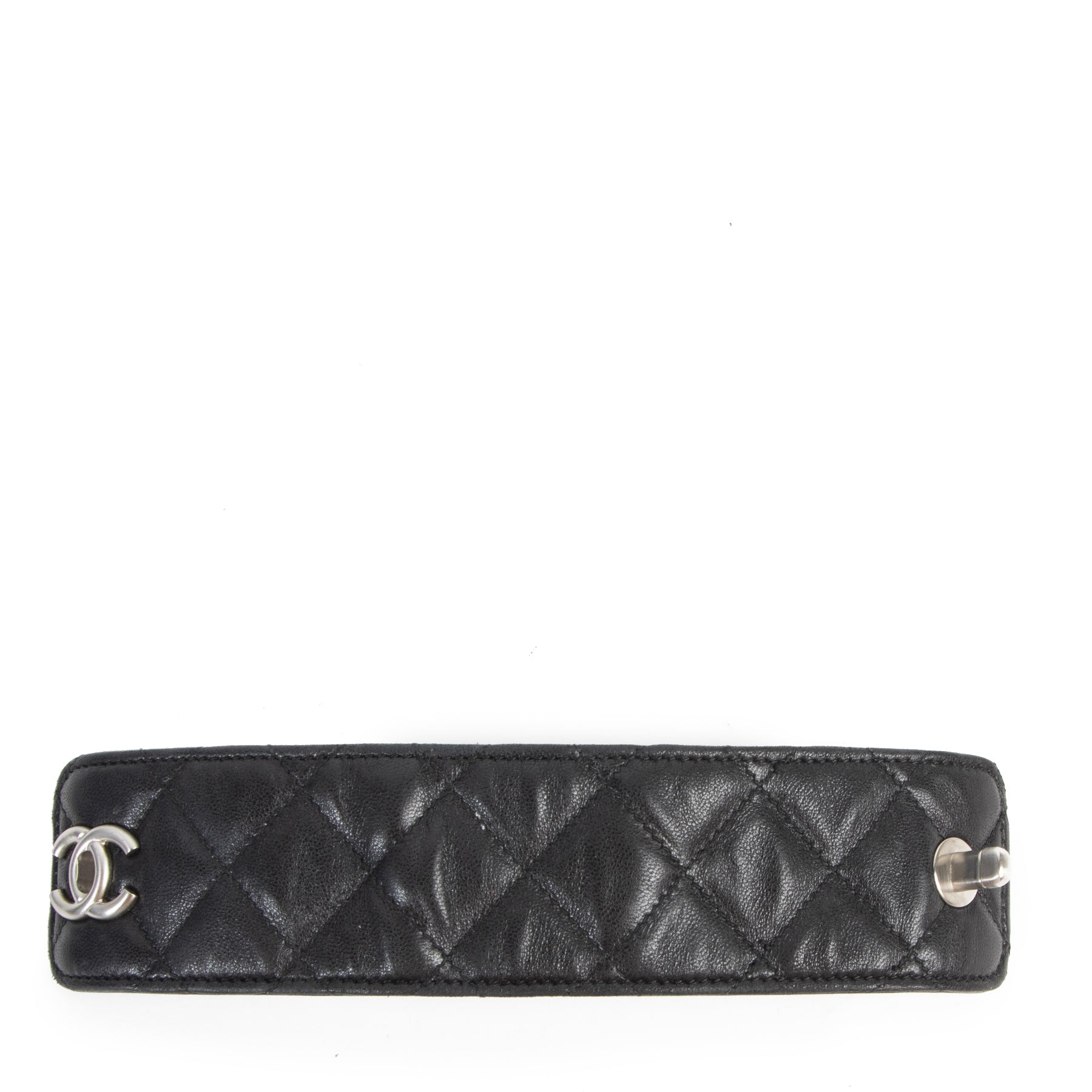 Authentic secondhand Chanel Black Leather CC Turnlock Bracelet designer accessories fashion luxury vintage webshop safe secure online shopping
