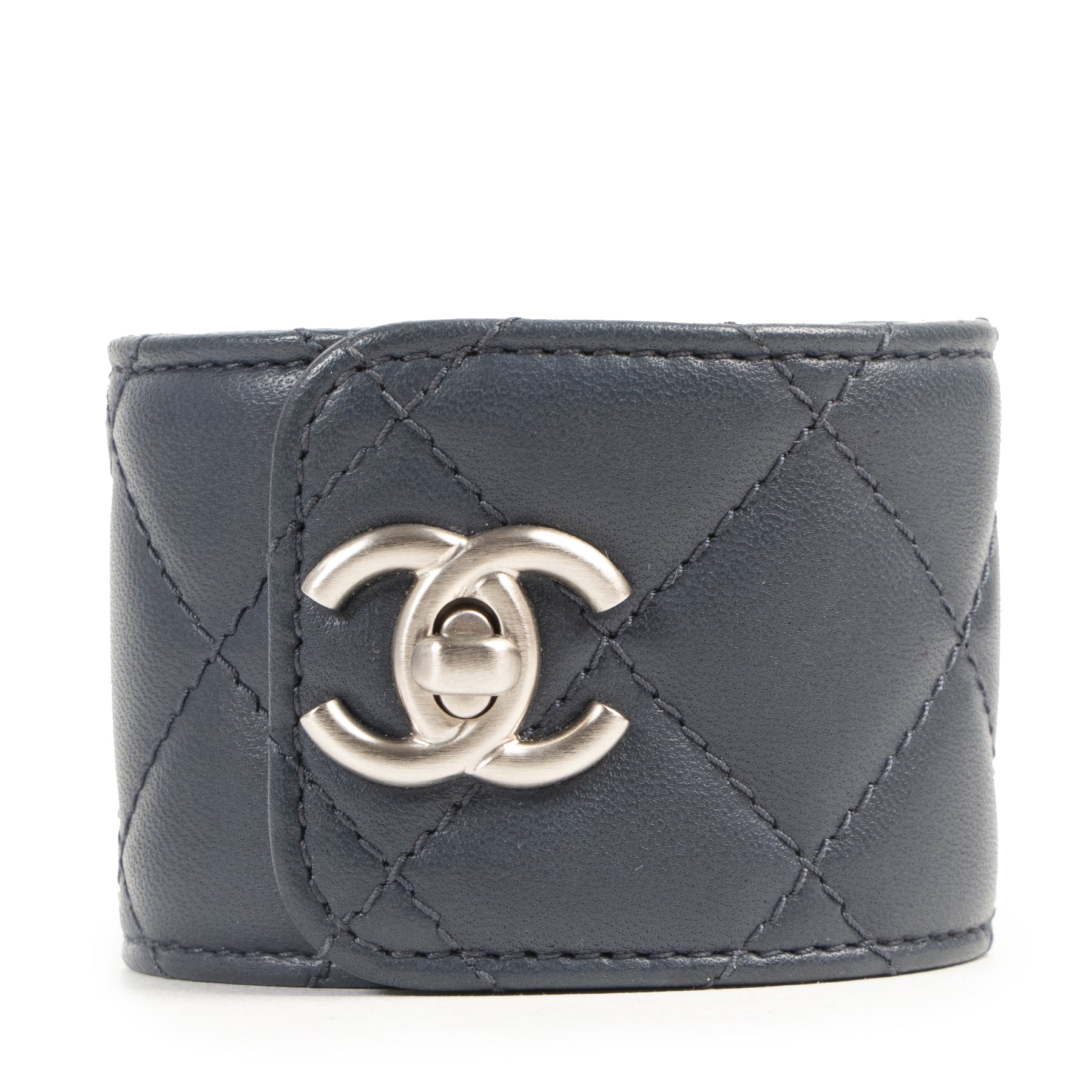 Chanel Blue Leather CC Turnlock Bracelet