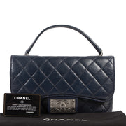 Chanel Dark Blue Small Crinkled Calfskin Flap Bag