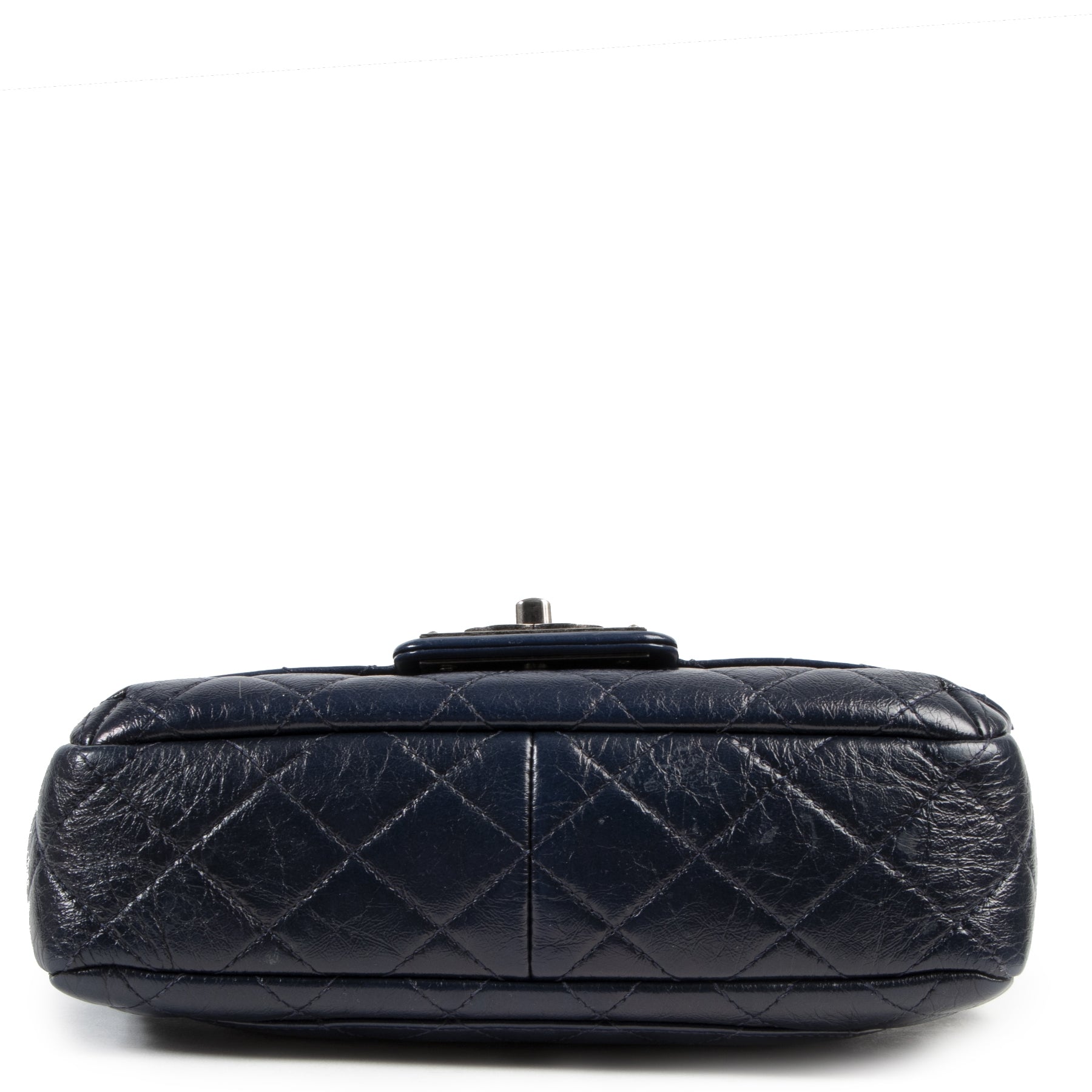 Chanel Dark Blue Small Crinkled Calfskin Flap Bag