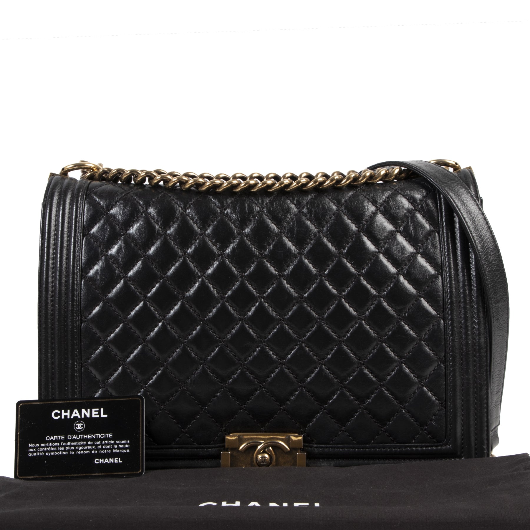 acheter en ligne seconde main Chanel Black Quilted Large Boy Bag
