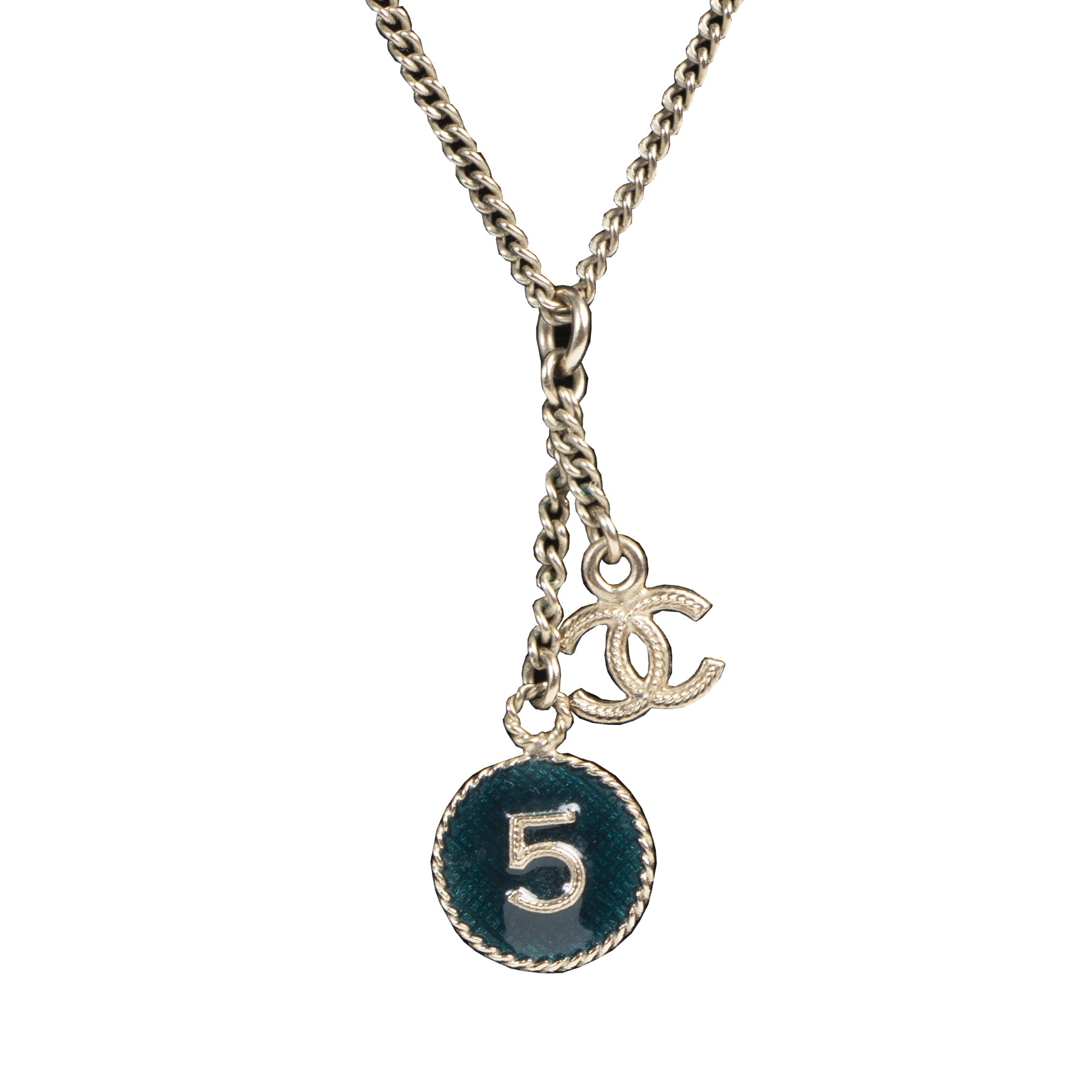 Chanel CC Green No. 5 Necklace