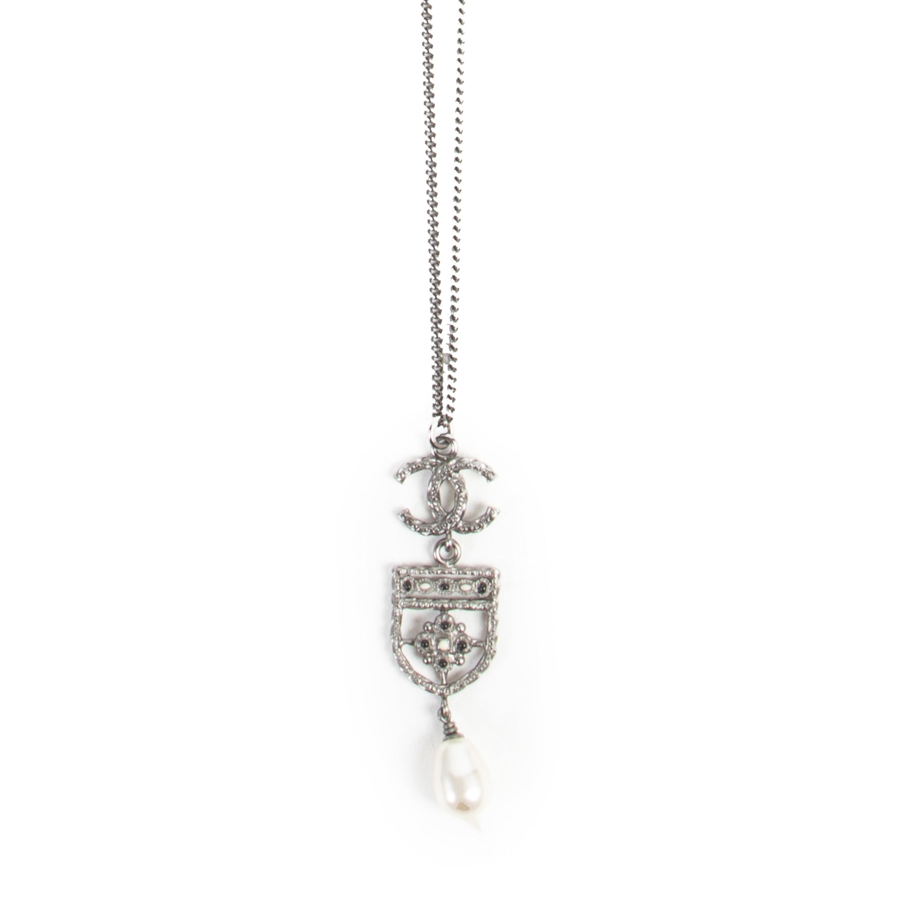 Chanel CC Emblem Pearl Necklace