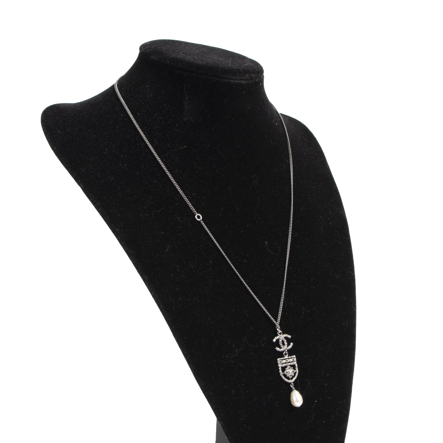 Chanel CC Emblem Pearl Necklace