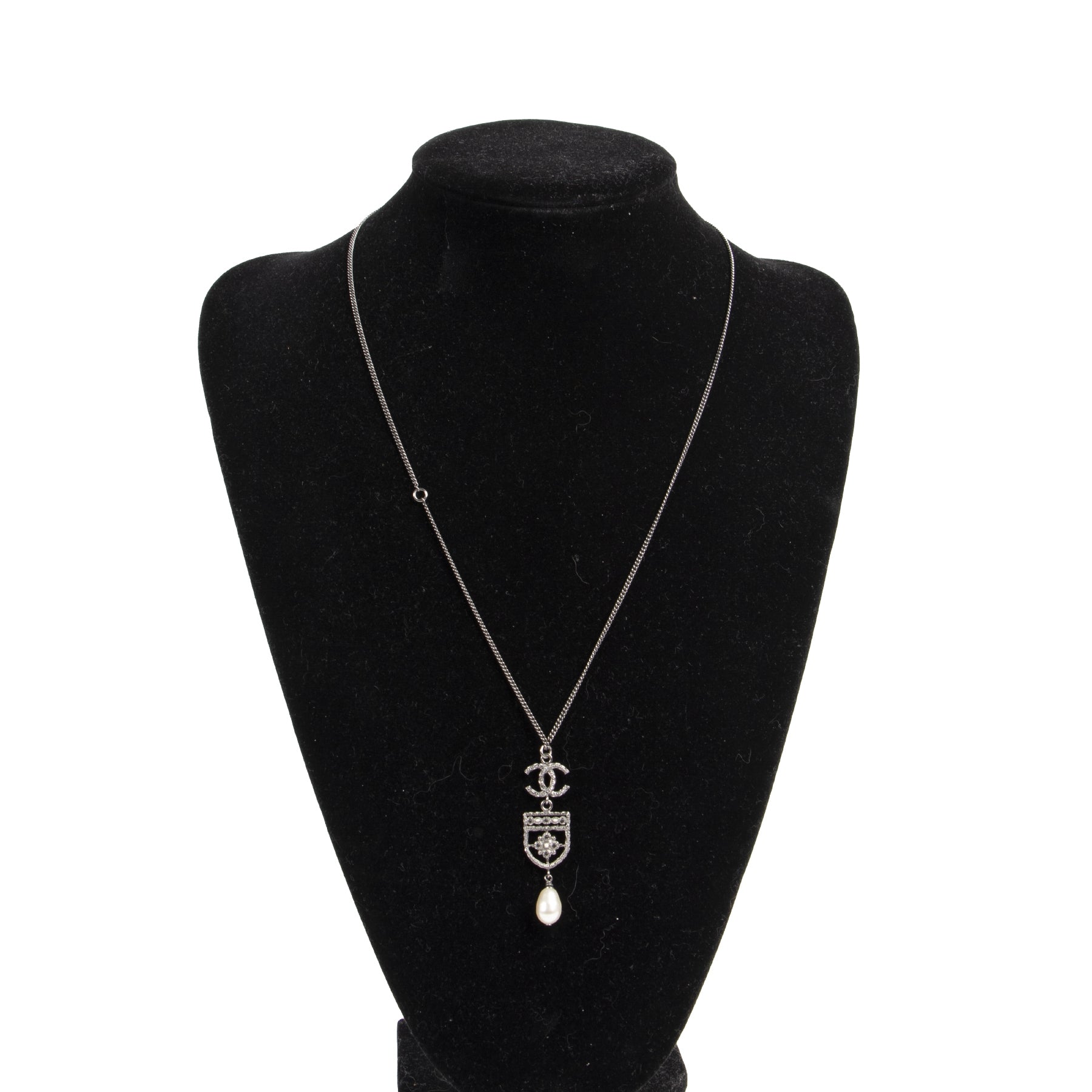 Chanel CC Emblem Pearl Necklace