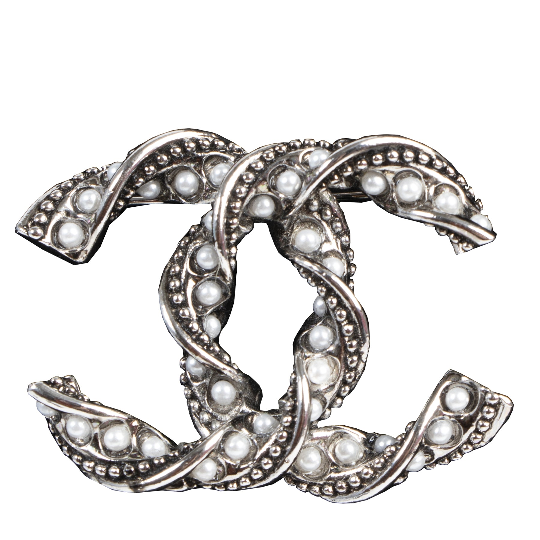 Authentieke Tweedehands Chanel Twisted Broche With Metals and Pearls juiste prijs veilig online shoppen luxe merken webshop winkelen Antwerpen België mode fashion