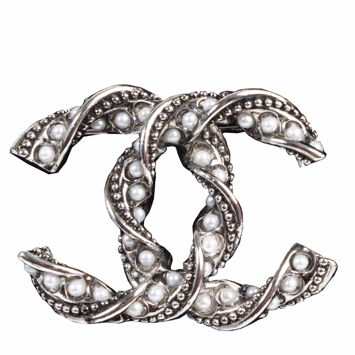 Chanel Twisted Brooch With Metals and Pearls