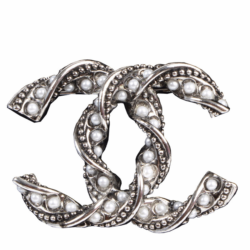 Chanel Twisted Brooch With Metals and Pearls