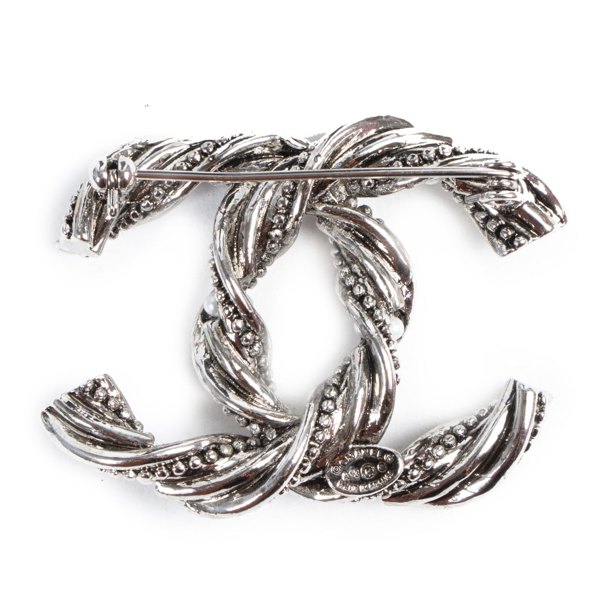 Chanel Twisted Brooch With Metals and Pearls