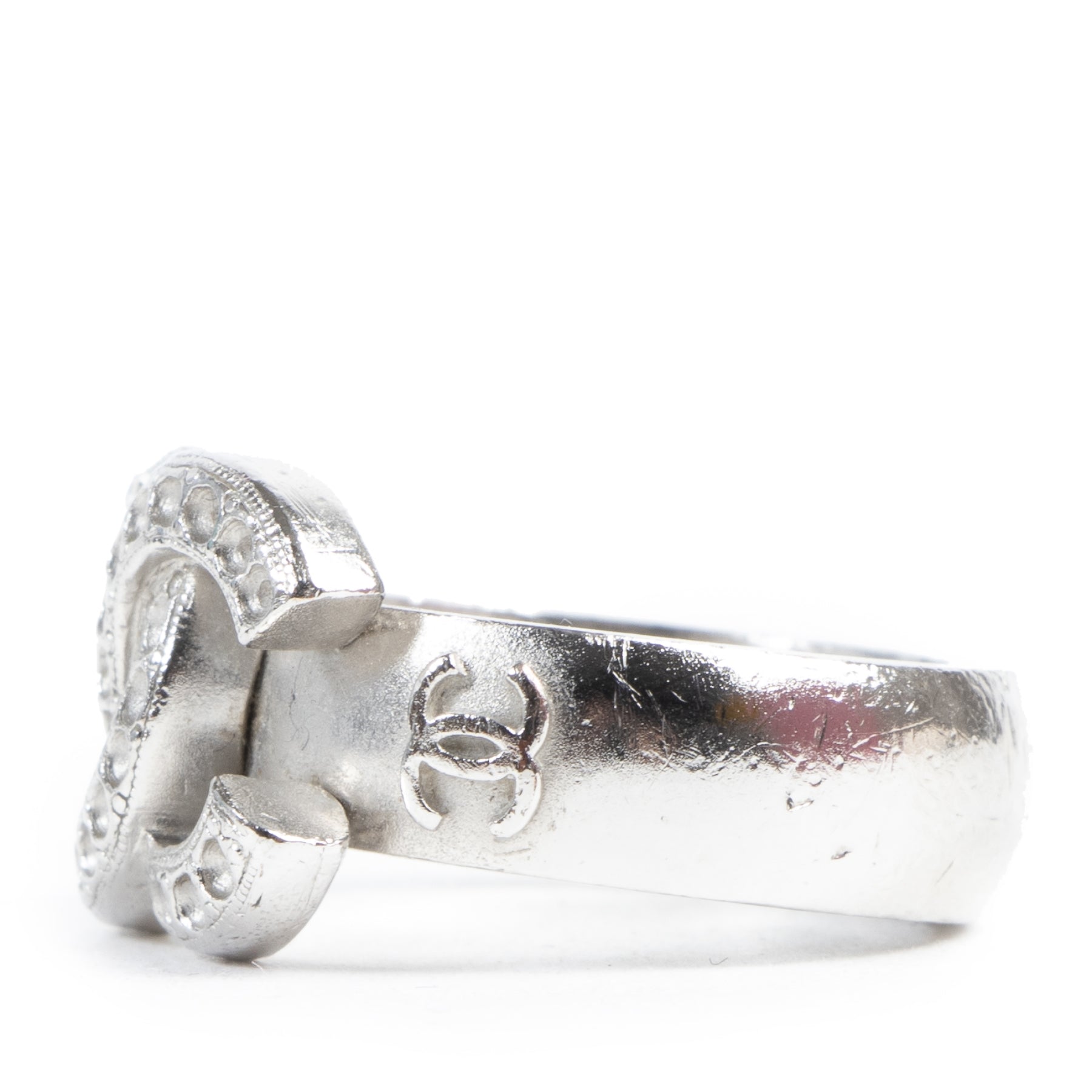 Authentieke Tweedehands Chanel Silver CC Logo Ring juiste prijs veilig online shoppen luxe merken webshop winkelen Antwerpen België mode fashion