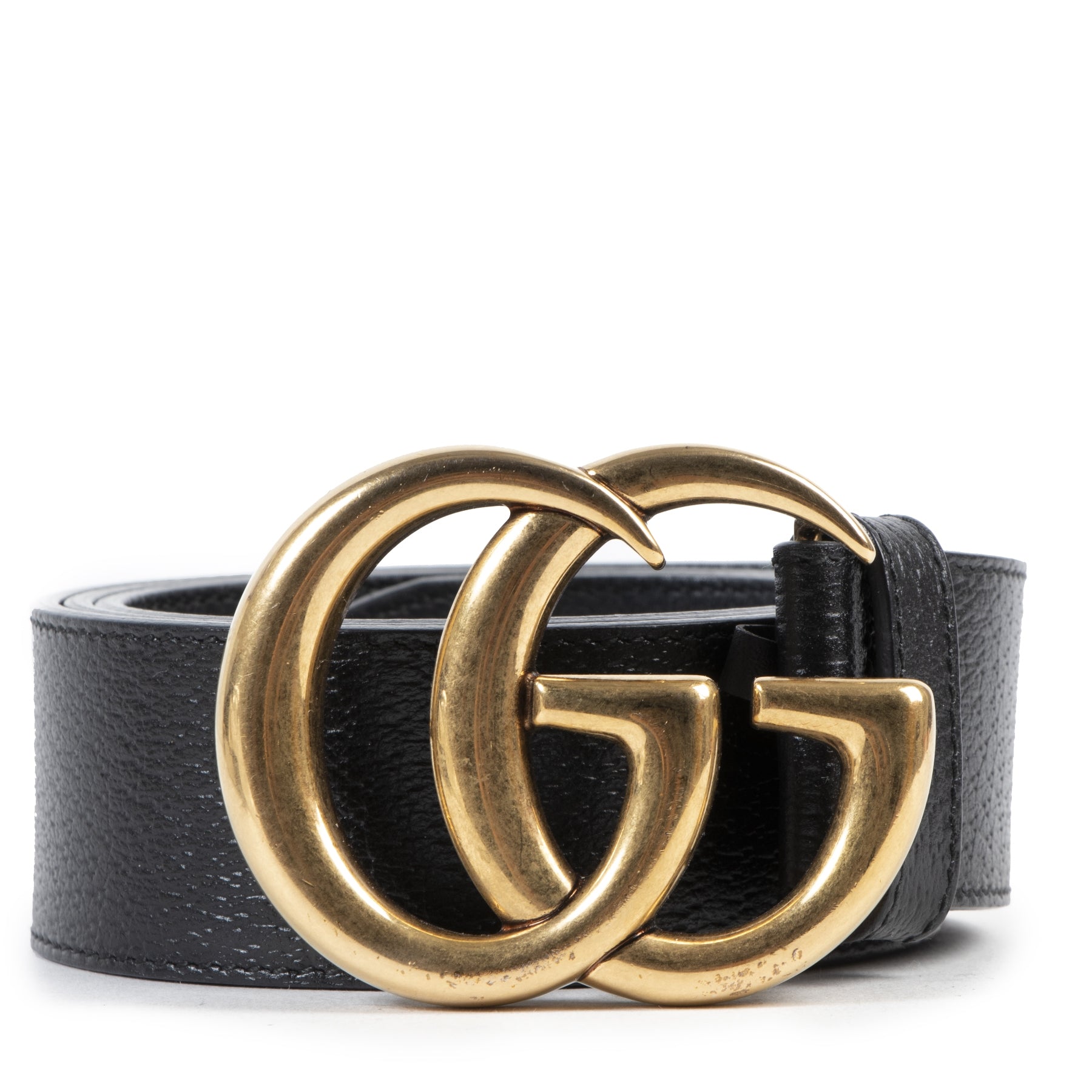 Authentieke Tweedehands Gucci GG Black and Gold Marmont Buckle - size 90 juiste prijs veilig online shoppen luxe merken webshop winkelen Antwerpen België mode fashion