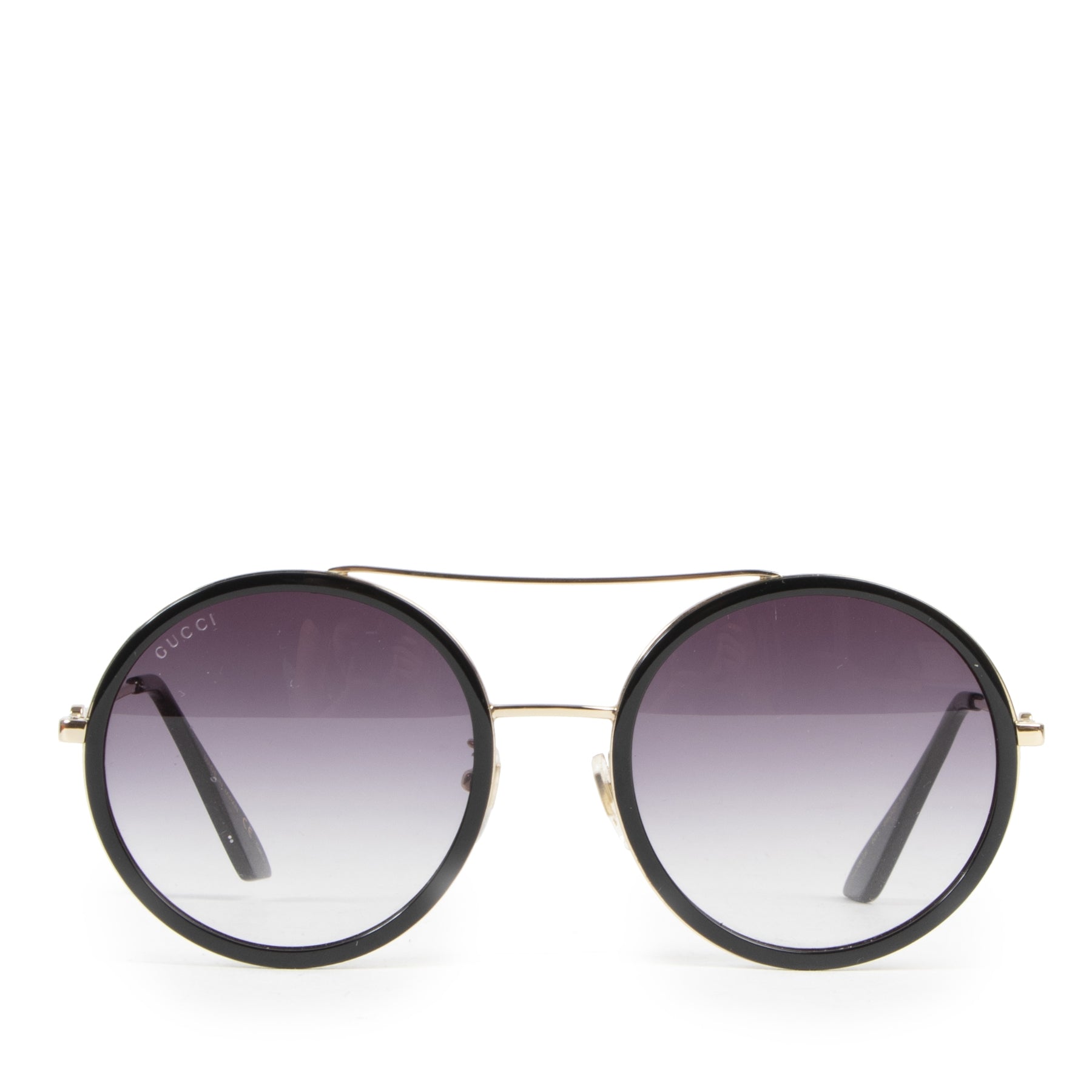 Authentic second-hand vintage Gucci Round Black Sunglasses buy online webshop LabelLOV