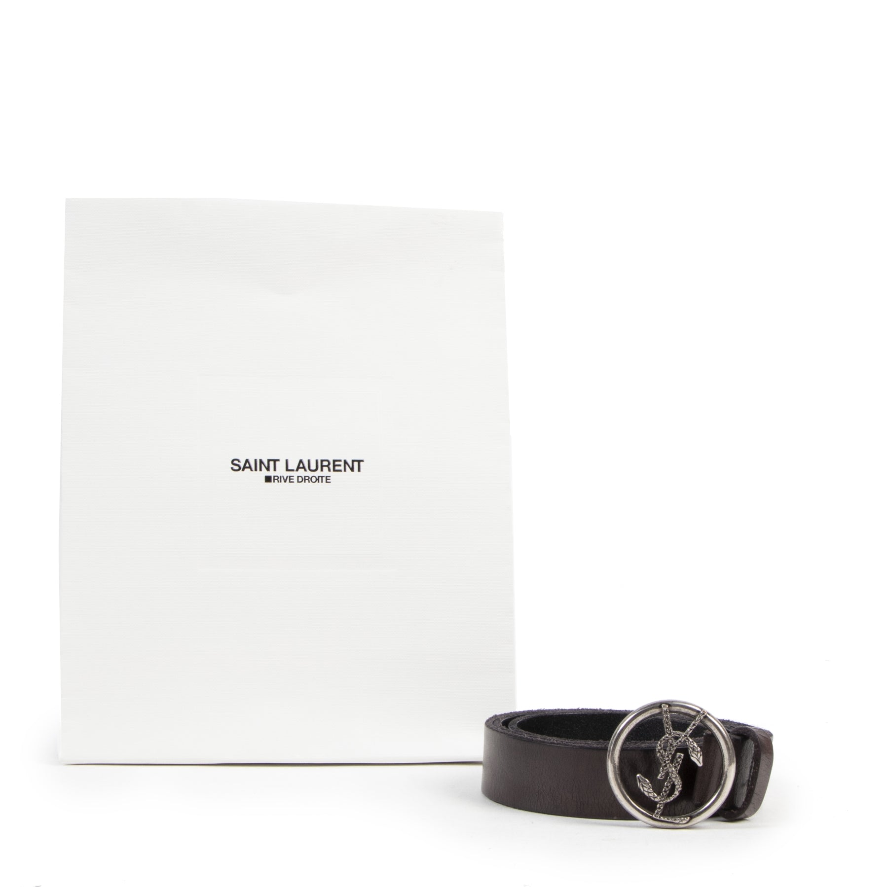 Authentic secondhand Saint Laurent Brown Leather Belt - Size 80 designer accessories fashion luxury vintage webshop safe secure online shopping
