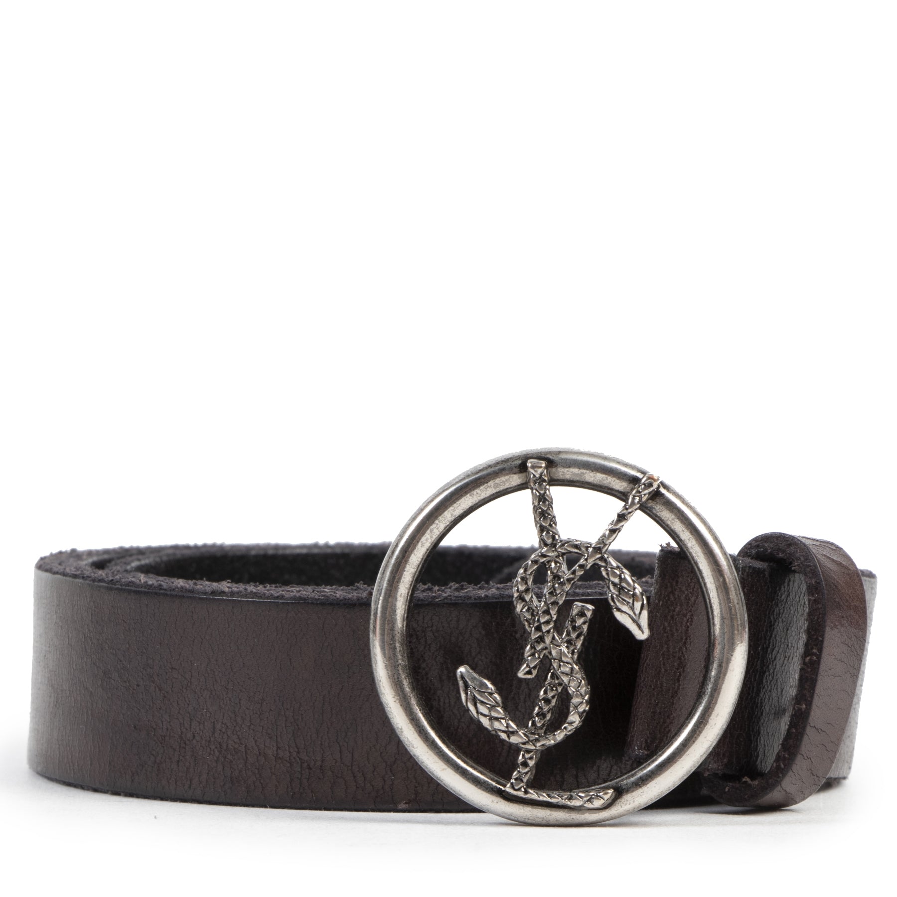 Authentieke Tweedehands Saint Laurent Brown Leather Belt - Size 80 juiste prijs veilig online shoppen luxe merken webshop winkelen Antwerpen België mode fashion