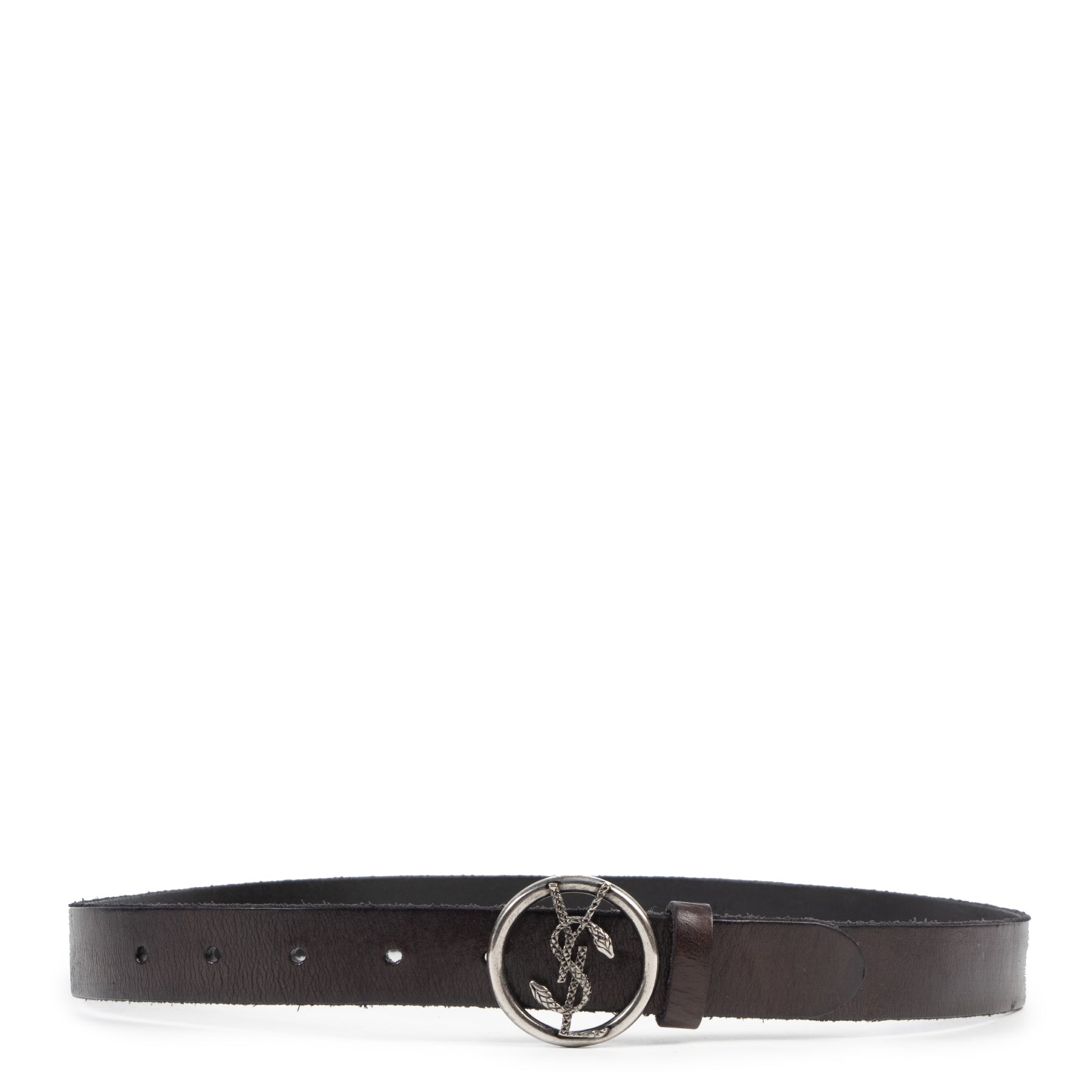 Authentieke Tweedehands Saint Laurent Brown Leather Belt - Size 80 juiste prijs veilig online shoppen luxe merken webshop winkelen Antwerpen België mode fashion
