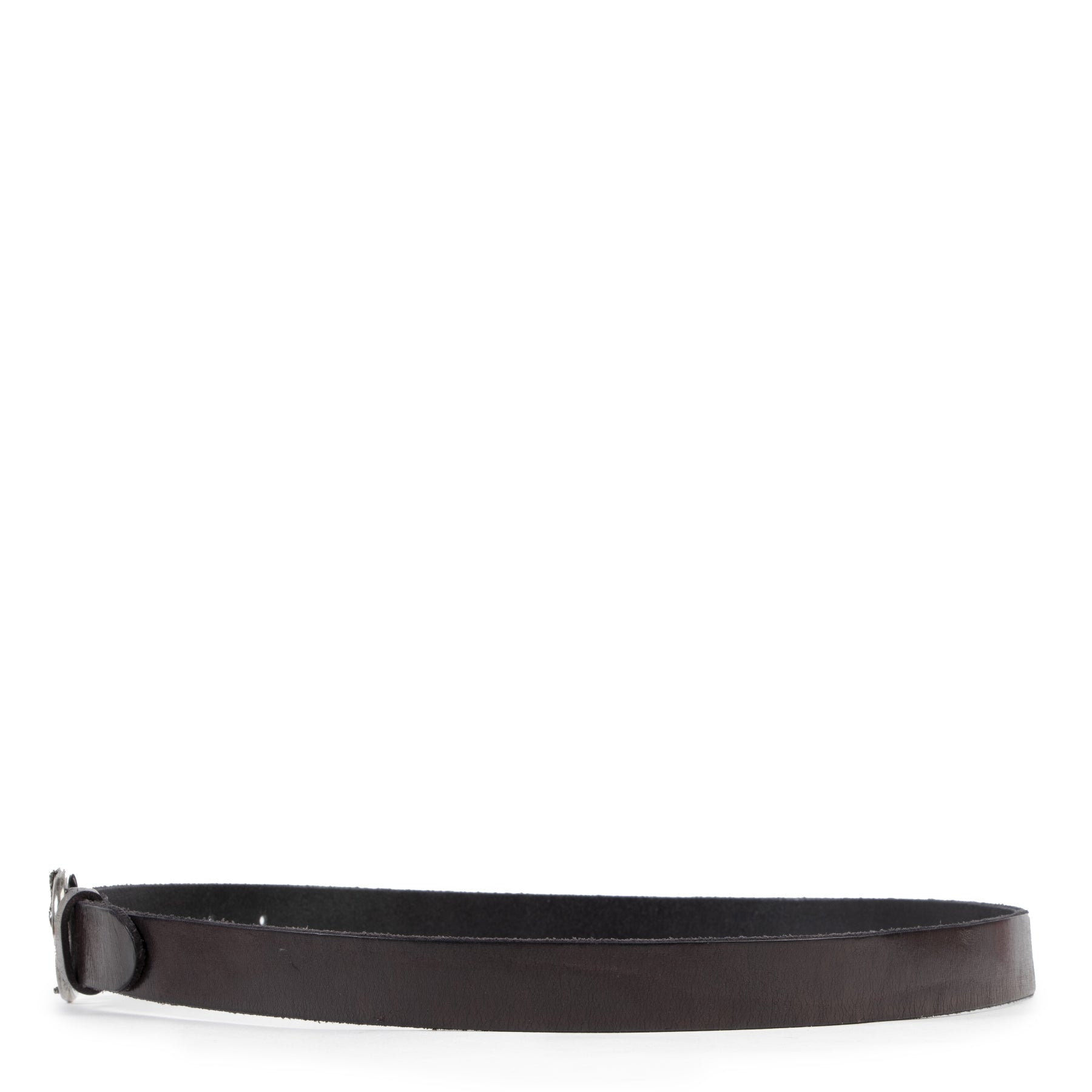 Authentic secondhand Saint Laurent Brown Leather Belt - Size 80 designer accessories fashion luxury vintage webshop safe secure online shopping