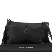 Saint Laurent Black Chevron Fringe Crossbody Bag