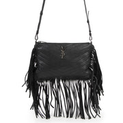 Saint Laurent Black Chevron Fringe Crossbody Bag
